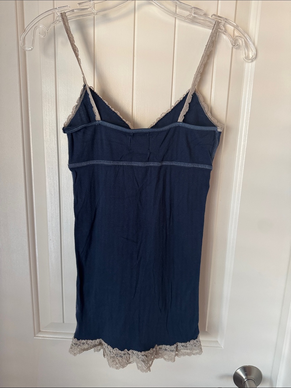 Abercrombie & Fitch Navy Cami / Tank with Cream Lace Trim - Picture 4 of 6